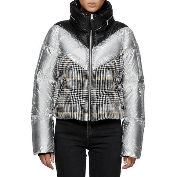 Mackage Jackets & Blazers - Mackage Mini Houndstooth Jacket Puffer Metallic Silver Black M